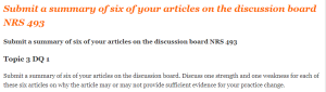 Submit a summary of six of your articles on the discussion board NRS 493