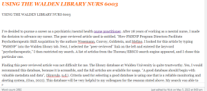 USING THE WALDEN LIBRARY NURS 6003