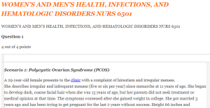 WOMEN’S AND MEN’S HEALTH, INFECTIONS, AND HEMATOLOGIC DISORDERS NURS 6501