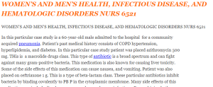 WOMEN’S AND MEN’S HEALTH, INFECTIOUS DISEASE, AND HEMATOLOGIC DISORDERS NURS 6521