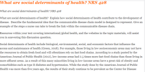 What are social determinants of health NRS 428