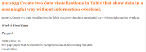nurs655 Create two data visualizations in Table that show data in a meaningful way without information overload.