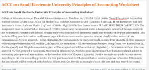 ACCT 101 Saudi Electronic University Principles of Accounting Worksheet