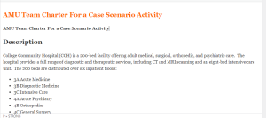 AMU Team Charter For a Case Scenario Activity