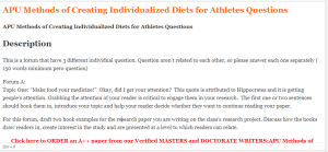 APU Methods of Creating Individualized Diets for Athletes Questions