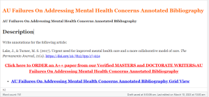 AU Failures On Addressing Mental Health Concerns Annotated Bibliography