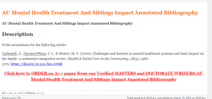 AU Mental Health Treatment And Siblings Impact Annotated Bibliography