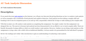 AU Task Analysis Discussion