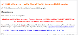 AU US Healthcare Access For Mental Health Annotated Bibliography