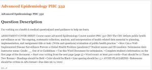 Advanced Epidemiology PHC 332