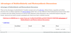 Advantages of Multicellularity and Photosynthesis Discussions