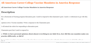 All American Career College Vaccine Mandates in America Response