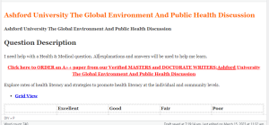 Ashford University The Global Environment And Public Health Discussion