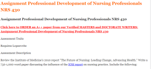 Assignment Professional Development of Nursing Professionals NRS 430