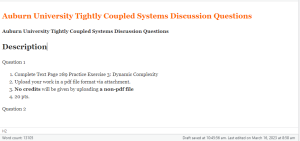 Auburn University Tightly Coupled Systems Discussion Questions