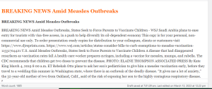 BREAKING NEWS Amid Measles Outbreaks