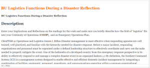 BU Logistics Functions During a Disaster Reflection