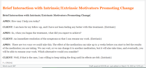 Brief Interaction with Intrinsic Extrinsic Motivators Promoting Change