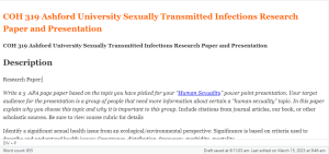 COH 319 Ashford University Sexually Transmitted Infections Research Paper and Presentation