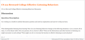 CS 212 Broward College Effective Listening Behaviors Discussion