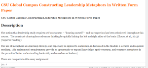 CSU Global Campus Constructing Leadership Metaphors in Written Form Paper