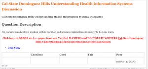 Cal State Dominguez Hills Understanding Health Information Systems Discussion