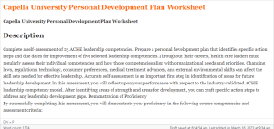 Capella University Personal Development Plan Worksheet