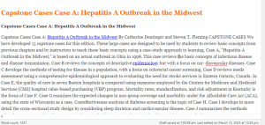 Capstone Cases Case A Hepatitis A Outbreak in the Midwest