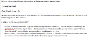 NU 665 Depression Clinical Assessment & Therapeutic Intervention Paper