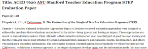 ACED 7620 ASU Stanford Teacher Education Program STEP Evaluation Paper