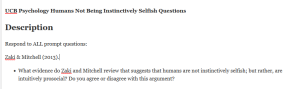 UCB Psychology Humans Not Being Instinctively Selfish Questions