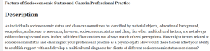 Factors of Socioeconomic Status and Class in Professional Practice