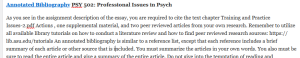 Annotated Bibliography PSY 502: Professional Issues in Psych