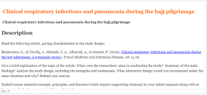  Clinical respiratory infections and pneumonia during the hajj pilgrimage