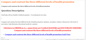 Compare and contrast the three different levels of health promotion