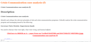 Crisis Communication case analysis (f)