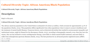 Cultural Diversity Topic African American Black Population