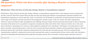 DB Question What role does security play during a disaster or humanitarian response