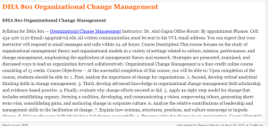 DHA 801 Organizational Change Management