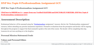 DNP 801 Topic 8 Professionalism Assignment GCU