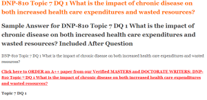 DNP-810 Topic 7 DQ 1 What is the impact of chronic disease on both increased health care expenditures and wasted resources