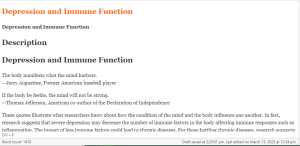 Depression and Immune Function