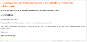 Designing a balance training program is essential for performance enhancement