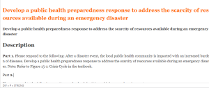 Develop a public health preparedness response to address the scarcity of resources available during an emergency disaster