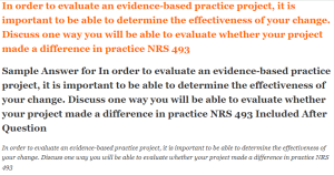 Discuss one way you will be able to evaluate whether your project made a difference in practice NRS 493