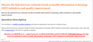 Discuss the link between national trends in health information technology (HIT) initiatives and quality improvement