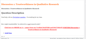 Discussion 1 Trustworthiness in Qualitative Research