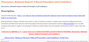 Discussion, Belmont Report Ethical Principles and Guidelines