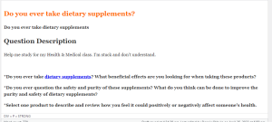 Do you ever take dietary supplements