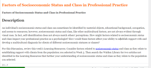 Factors of Socioeconomic Status and Class in Professional Practice